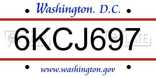 6KCJ697 District Of Columbia License Plate