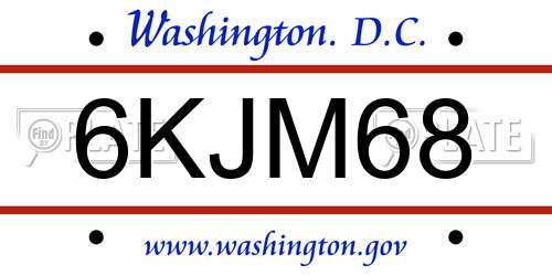 6KJM68 District Of Columbia License Plate