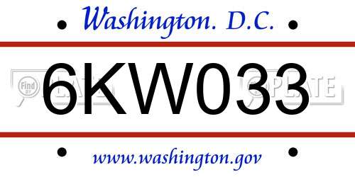 6KW033 District Of Columbia License Plate