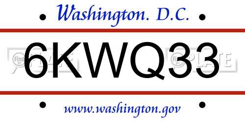 6KWQ33 District Of Columbia License Plate