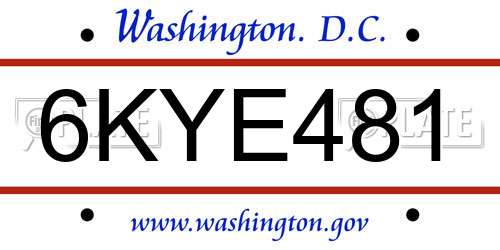 6KYE481 District Of Columbia License Plate