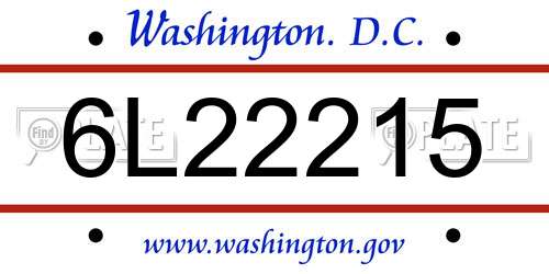 6L22215 District Of Columbia License Plate