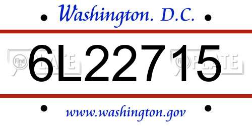 6L22715 District Of Columbia License Plate