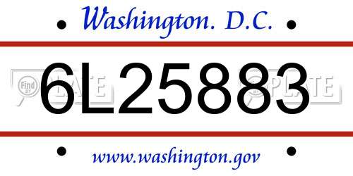 6L25883 District Of Columbia License Plate