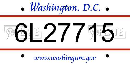 6L27715 District Of Columbia License Plate