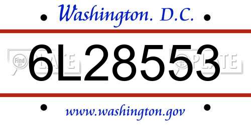 6L28553 District Of Columbia License Plate