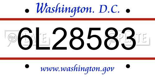 6L28583 District Of Columbia License Plate