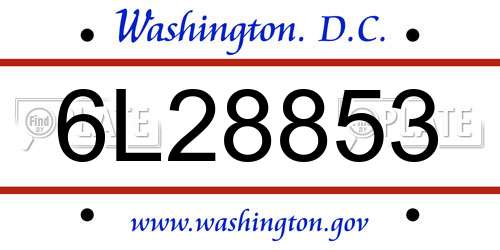 6L28853 District Of Columbia License Plate