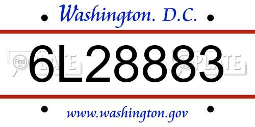 6L28883 District Of Columbia License Plate