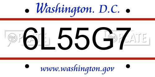 6L55G7 District Of Columbia License Plate
