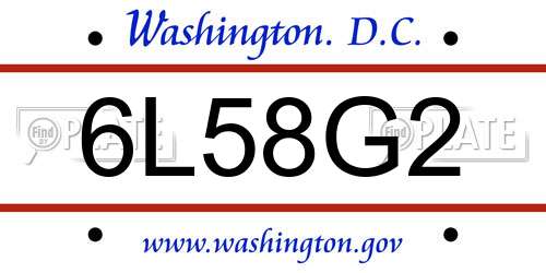 6L58G2 District Of Columbia License Plate