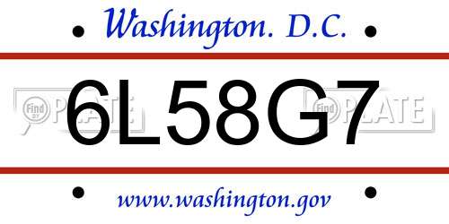6L58G7 District Of Columbia License Plate