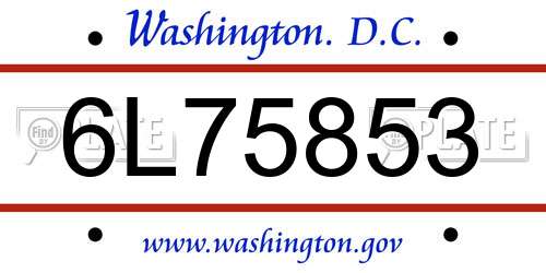 6L75853 District Of Columbia License Plate