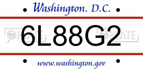 6L88G2 District Of Columbia License Plate