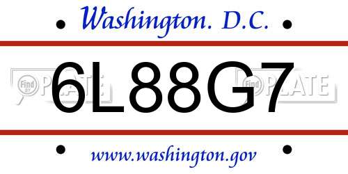 6L88G7 District Of Columbia License Plate