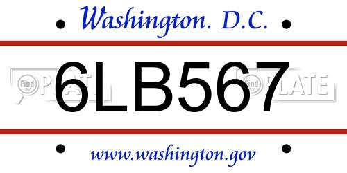 6LB567 District Of Columbia License Plate