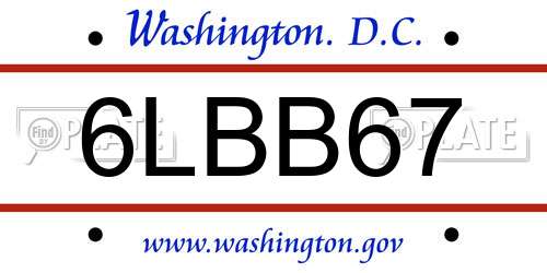 6LBB67 District Of Columbia License Plate