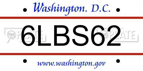 6LBS62 District Of Columbia License Plate