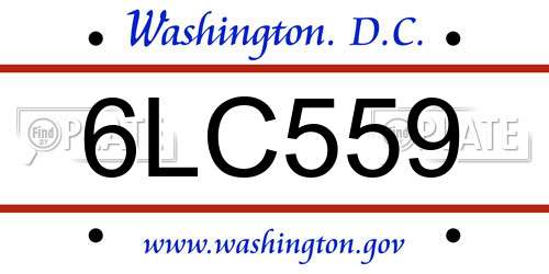 6LC559 District Of Columbia License Plate