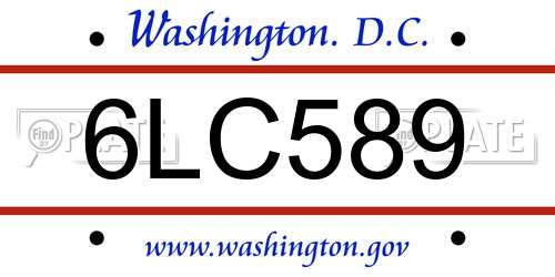 6LC589 District Of Columbia License Plate