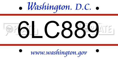 6LC889 District Of Columbia License Plate
