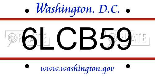 6LCB59 District Of Columbia License Plate