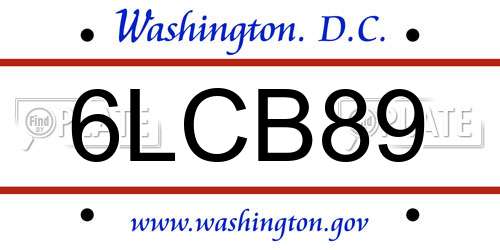 6LCB89 District Of Columbia License Plate