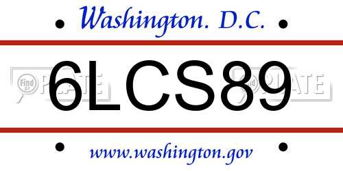 6LCS89 District Of Columbia License Plate