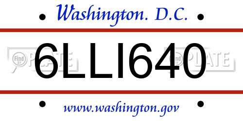 6LLI640 District Of Columbia License Plate