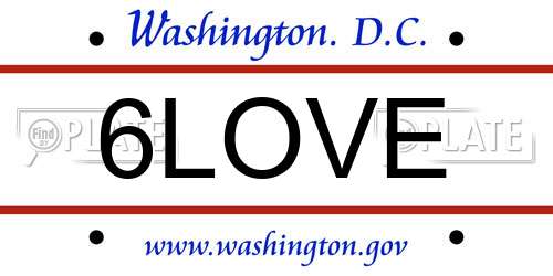 6LOVE District Of Columbia License Plate