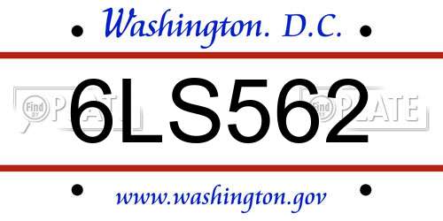 6LS562 District Of Columbia License Plate