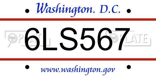 6LS567 District Of Columbia License Plate