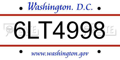 6LT4998 District Of Columbia License Plate