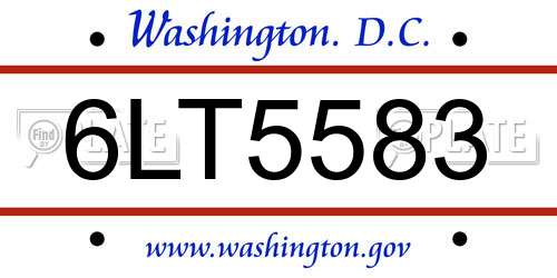 6LT5583 District Of Columbia License Plate