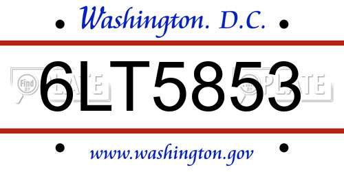 6LT5853 District Of Columbia License Plate