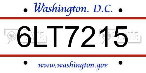 6LT7215 District Of Columbia License Plate