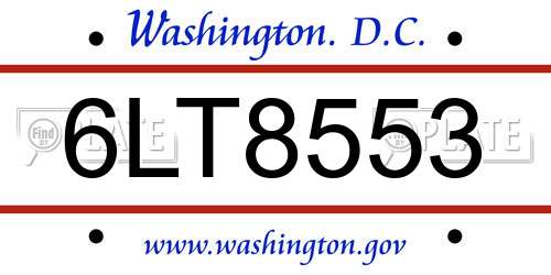 6LT8553 District Of Columbia License Plate