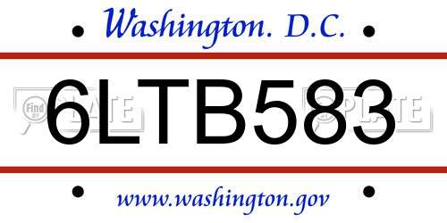 6LTB583 District Of Columbia License Plate