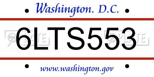 6LTS553 District Of Columbia License Plate