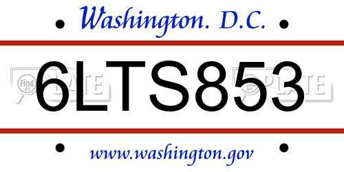 6LTS853 District Of Columbia License Plate