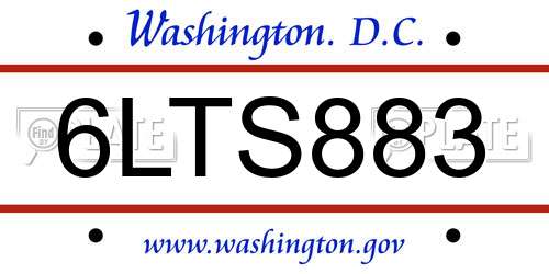6LTS883 District Of Columbia License Plate