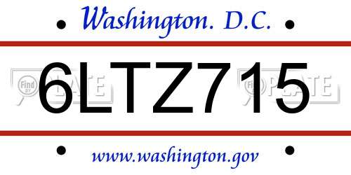 6LTZ715 District Of Columbia License Plate