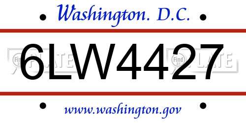 6LW4427 District Of Columbia License Plate