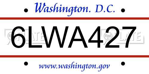 6LWA427 District Of Columbia License Plate