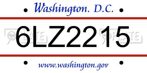 6LZ2215 District Of Columbia License Plate