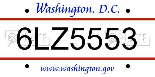 6LZ5553 District Of Columbia License Plate