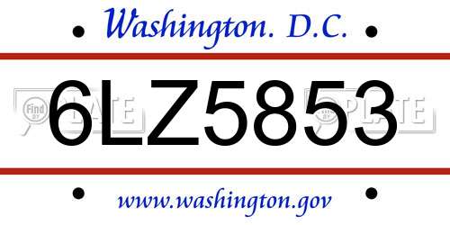 6LZ5853 District Of Columbia License Plate