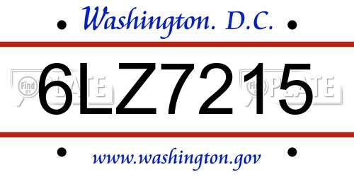 6LZ7215 District Of Columbia License Plate