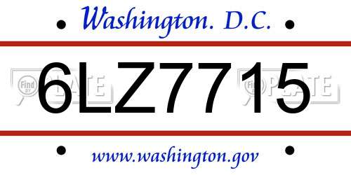 6LZ7715 District Of Columbia License Plate