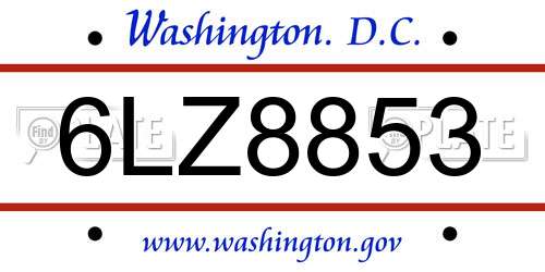 6LZ8853 District Of Columbia License Plate